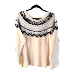 Roaman's Cream, Black, Silver Fair Isle Sweater 22/24